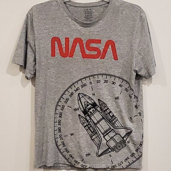 NASA T Shirt Men's Large Spaceship Graphic Outerspace Compass STEM Science Earth - Picture 2 of 7